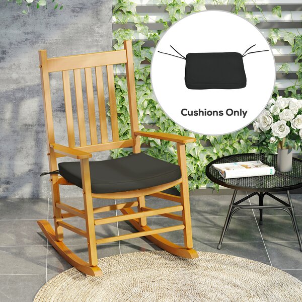 Outsunny Garden Chair Cushions, Set of 6, Dining Seat Pads with Straps, Removable for Indoor/Outdoor Use, Black Aosom UK