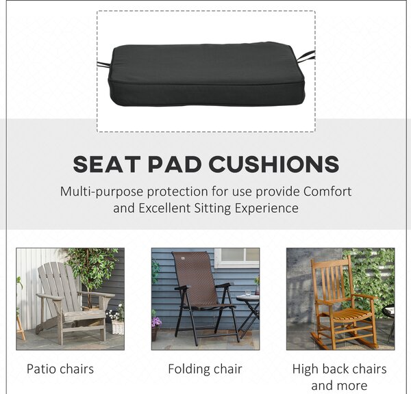 Outsunny Garden Chair Cushions, Set of 6, Dining Seat Pads with Straps, Removable for Indoor/Outdoor Use, Black Aosom UK
