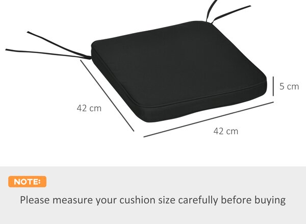 Outsunny Garden Chair Cushions, Set of 6, Dining Seat Pads with Straps, Removable for Indoor/Outdoor Use, Black Aosom UK
