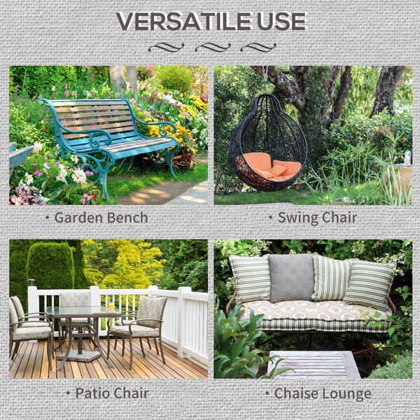 Outsunny Swing Seat Cushion: Tied Garden Bench Pad, 110x46cm, Black