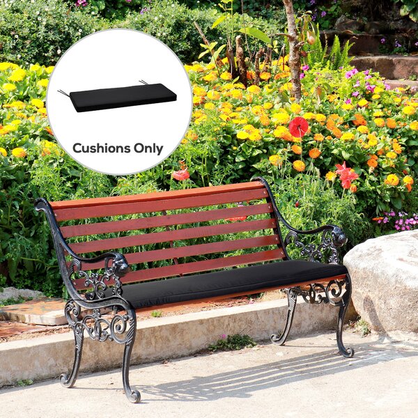 Outsunny Swing Seat Cushion: Tied Garden Bench Pad, 110x46cm, Black