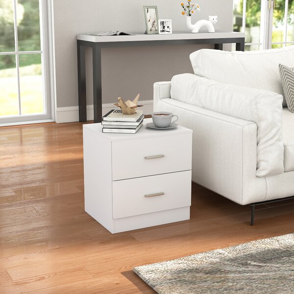 HOMCOM Modern Bedside Table, 2 Drawer Nightstand, Bedroom Living Room Side Storage Unit, Oak Aosom UK