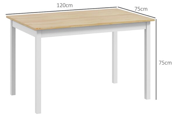 HOMCOM 120 x 75cm Dining Table, Farmhouse Dining Room Table with Pine Wood Frame, Space Saving Kitchen Table, Natural