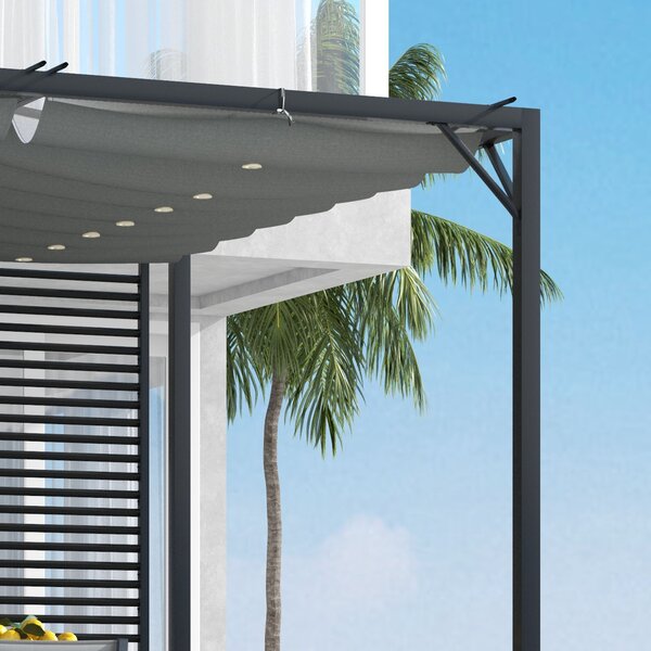 Outsunny 3x2.8m Metal Garden Pergola with UV-Resistant Retractable Fabric Roof, Modern Outdoor Patio Sun Shade Shelter, Grey Aosom UK