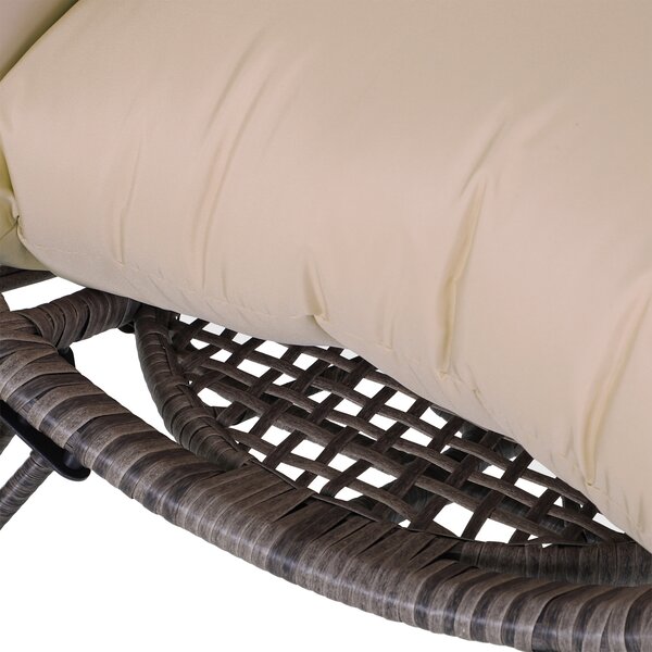 Outsunny Outdoor Indoor Rattan Egg Chair Wicker Weave Teardrop Chair with Cushion