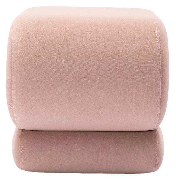 Velvet Ottoman Storage Pouffe Under Desk, S-Shape Wavy Foot Stool, Upholstered Extra Seating, No Assembly Required, 50×46×46 cm, Pink Aosom UK