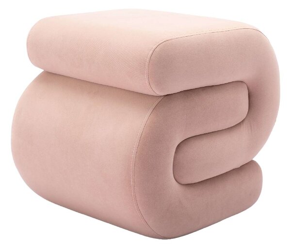Velvet Ottoman Storage Pouffe Under Desk, S-Shape Wavy Foot Stool, Upholstered Extra Seating, No Assembly Required, 50×46×46 cm, Pink Aosom UK