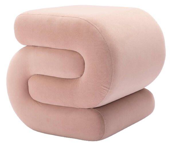 Velvet Ottoman Storage Pouffe Under Desk, S-Shape Wavy Foot Stool, Upholstered Extra Seating, No Assembly Required, 50×46×46 cm, Pink Aosom UK