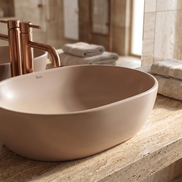 Set: Wall-Hung WC Bowl Focus + Countertop Washbasin Rea Focus Taupe