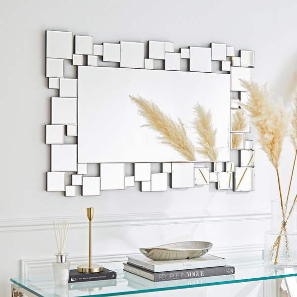 Hotel Squares Rectangle Overmantel Wall Mirror