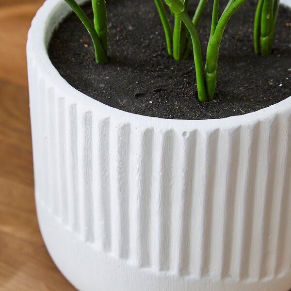 Artificial Palm in Ribbed Cream Plant Pot