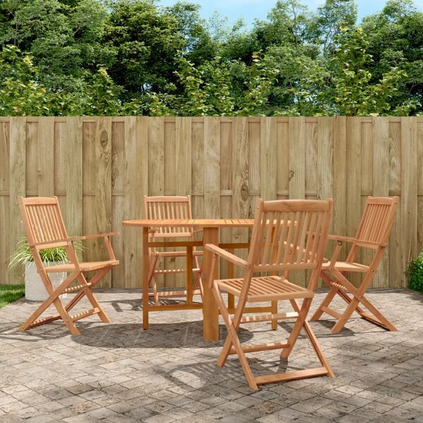 5 Piece Folding Outdoor Dining Set Solid Acacia Wood