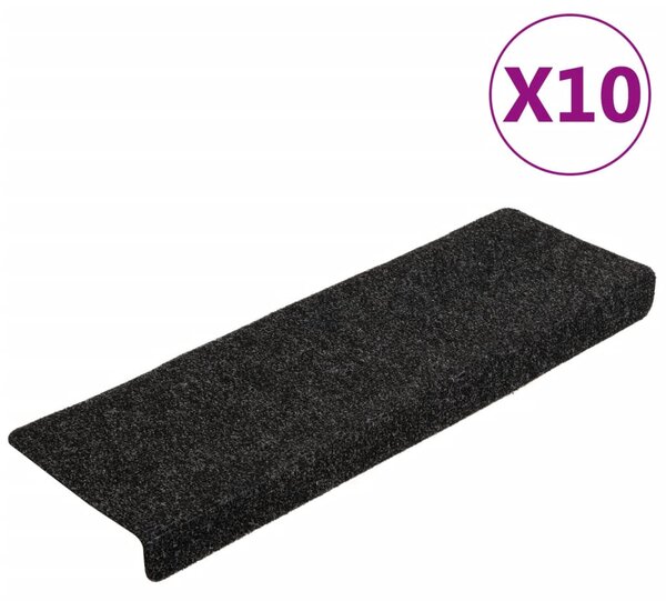 Stair Mats 10 pcs Black 65x21x4 cm Needle Punch