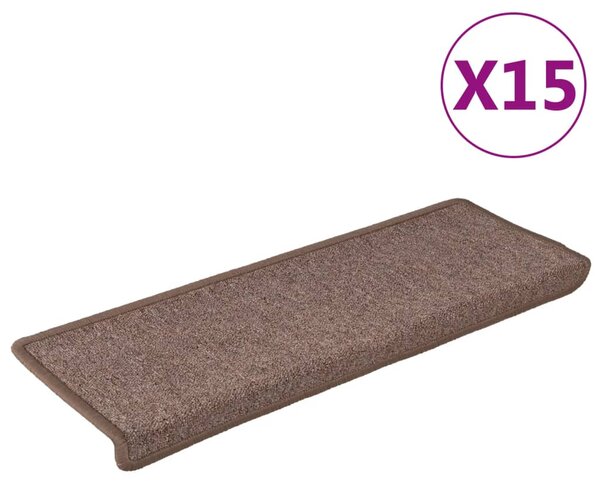 Carpet Stair Treads 15 pcs 65x21x4 cm Brown