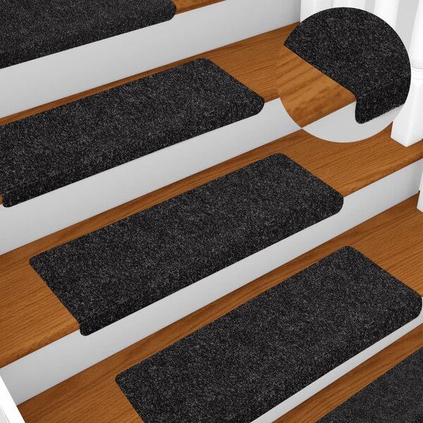 Stair Mats 10 pcs Black 65x21x4 cm Needle Punch