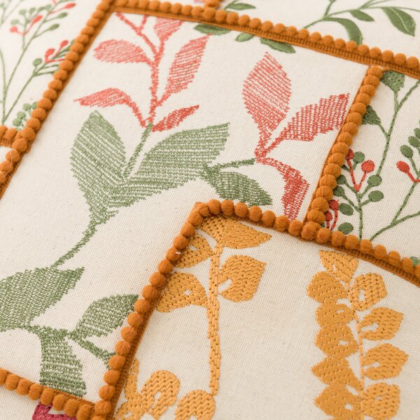 Patchwork Leaves Embroidery Cushion