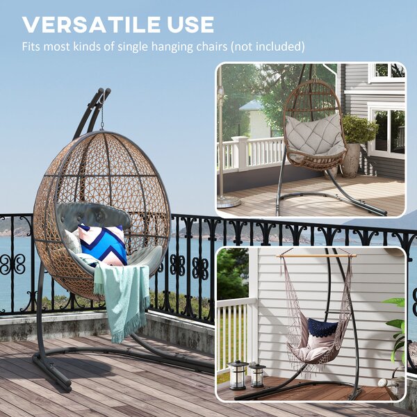 Outsunny Hammock Chair Stand Only, Hanging Chair Stand with Extra Large Base for Indoor Outdoor, 150 KG Capacity, Black Aosom UK