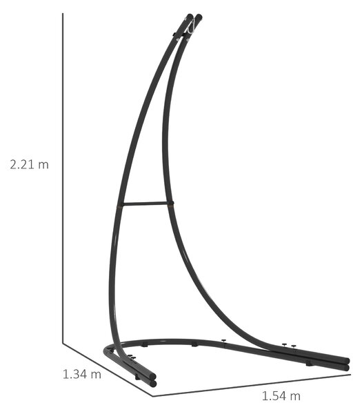Outsunny Hammock Chair Stand Only, Hanging Chair Stand with Extra Large Base for Indoor Outdoor, 150 KG Capacity, Black Aosom UK