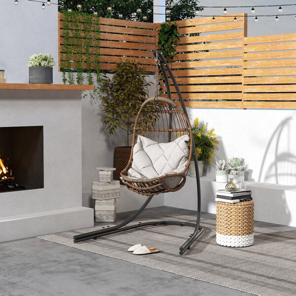 Outsunny Hammock Chair Stand Only, Hanging Chair Stand with Extra Large Base for Indoor Outdoor, 150 KG Capacity, Black Aosom UK