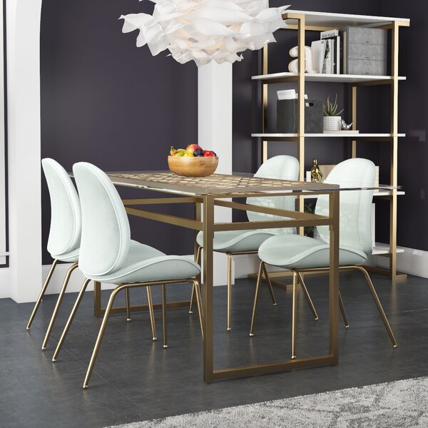 Cosmo Living Juliette 6 Seater Rectangle Dining Table, Glass Top & Brass Legs