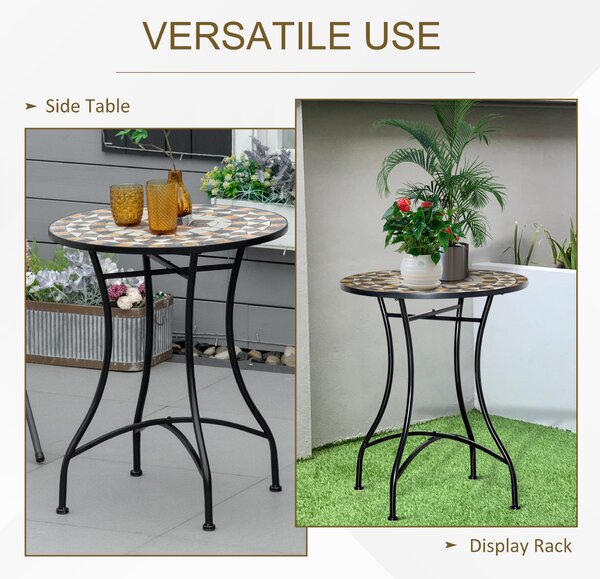 Outsunny Φ60cm Mosaic Outdoor Patio Table - Grey