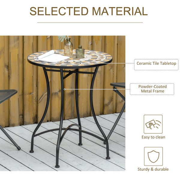 Outsunny Φ60cm Mosaic Outdoor Patio Table - Grey