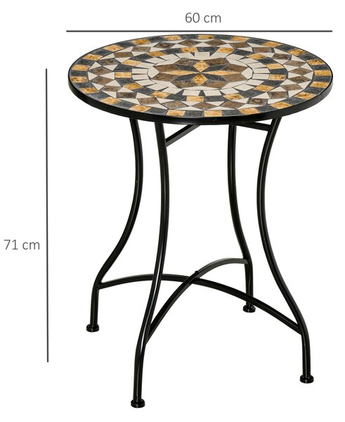 Outsunny Φ60cm Mosaic Outdoor Patio Table - Grey