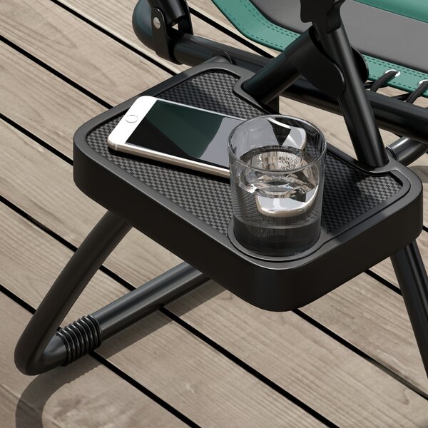 Outsunny Foldable Reclining Garden Chair Set of 2, Zero Gravity Chairs with Padded Seat, Cup Holder, Adjustable Backrest for Patio, Deck, Green