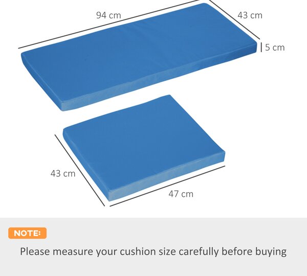 Outsunny Outdoor Seat Cushion Pads for Rattan Furniture, 3 PCs Garden Furniture Cushions, Sky Blue