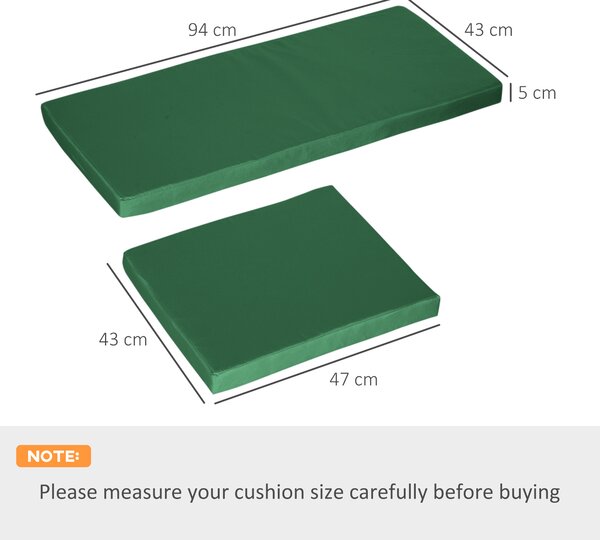 Outsunny Outdoor Seat Cushion Pads for Rattan Furniture, 3 PCs Garden Furniture Cushions, Green