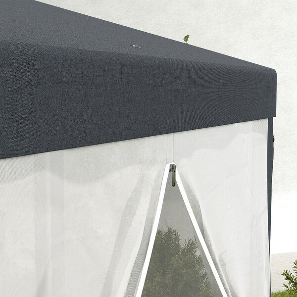 Outsunny 4M Hexagon Gazebo, Netting Party Tent, Patio Canopy Outdoor Event Shelter for Activities, Shade Resistant, Dark Grey
