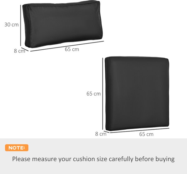Outsunny Replacement Cushions for Rattan Furniture, 14 Piece Outdoor Seat Cushion Pad for Patio, 7 Seat Cushions and 7 Back Cushions, Black