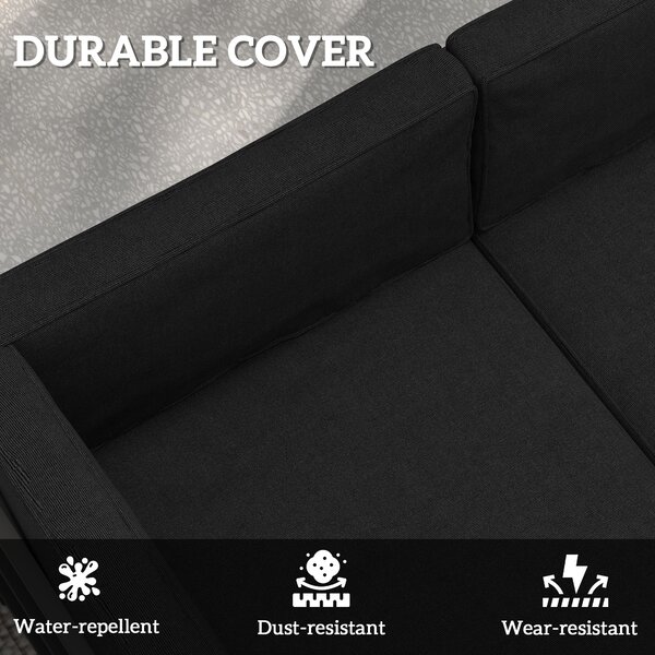 Outsunny Replacement Cushions for Rattan Furniture, 14 Piece Outdoor Seat Cushion Pad for Patio, 7 Seat Cushions and 7 Back Cushions, Black