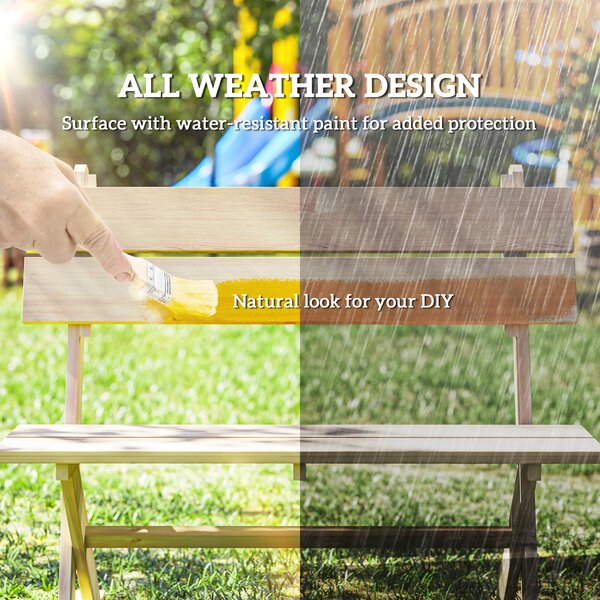 Outsunny 2 Seater Wooden Garden Bench, Fir Wood Outdoor Bench with Slatted Seat, Sloping Back and Wide Feet for Patio, Park, Natural Wood