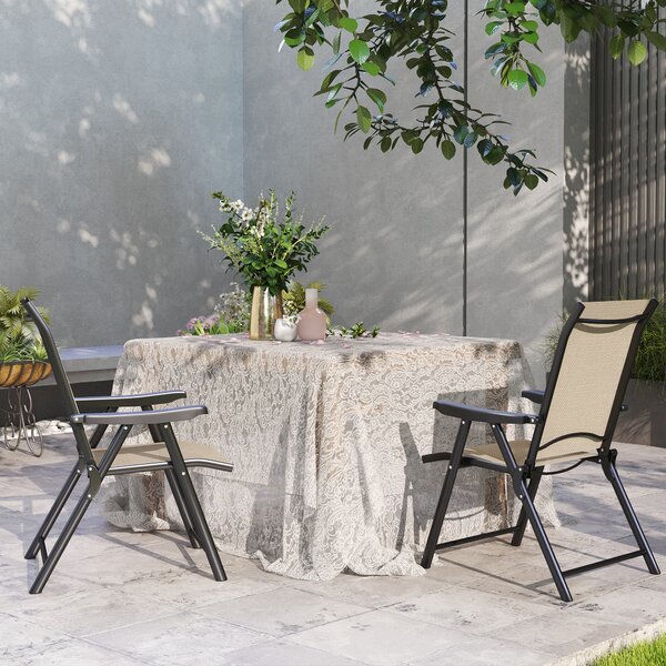 Outsunny Set of Two Folding Outdoor Chairs - Brown/Black