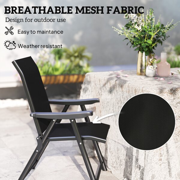 Outsunny Set of Two Folding Outdoor Chairs - Black