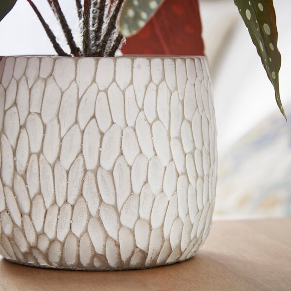 Artificial Begonia Plant in White Textured Plant Pot