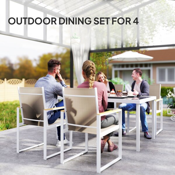 Outsunny 5 Piece Garden Furniture Set, Outdoor Patio Set with 4 Armchairs & Tempered Glass Table, Ideal for Deck, Balcony & Garden Aosom UK