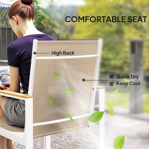 Outsunny 5 Piece Garden Furniture Set, Outdoor Patio Set with 4 Armchairs & Tempered Glass Table, Ideal for Deck, Balcony & Garden Aosom UK