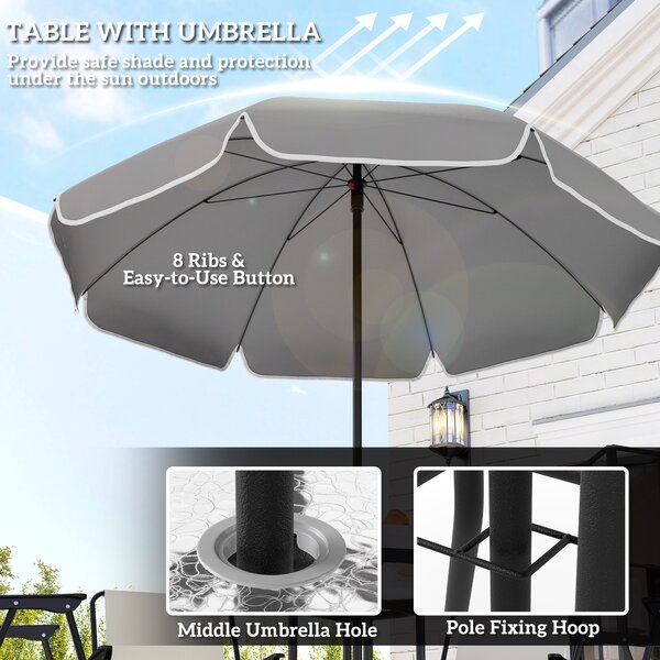 Outsunny 4 Seater Garden Furniture Set, Outdoor Garden Dining Set with Folding Chairs and Round Glass Top Table for Patio, Cream White