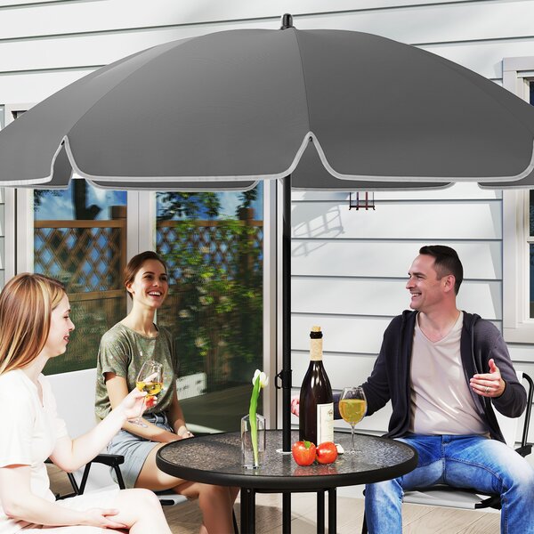 Outsunny 4 Seater Garden Furniture Set, Outdoor Garden Dining Set with Folding Chairs and Round Glass Top Table for Patio, Cream White