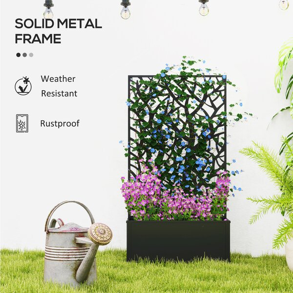 Outsunny Garden Bed with Privacy Screen, Wall Mounted or Freestanding Raised Planter for Climbing Plants, Flowers, Vegetables