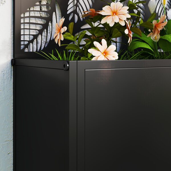Outsunny Outdoor Metal Planter, with Back Trellis - Black