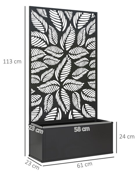 Outsunny Outdoor Metal Planter, with Back Trellis - Black