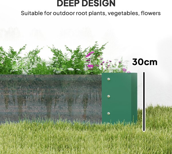 Outsunny 180 x 90cm Galvanised Steel Open Planter - Green
