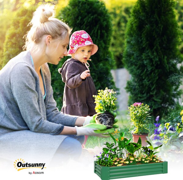 Outsunny 180 x 90cm Galvanised Steel Open Planter - Green