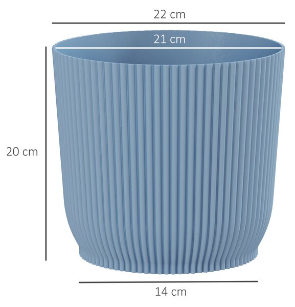 Outsunny Set of Three Ф22cm Planters - Blue