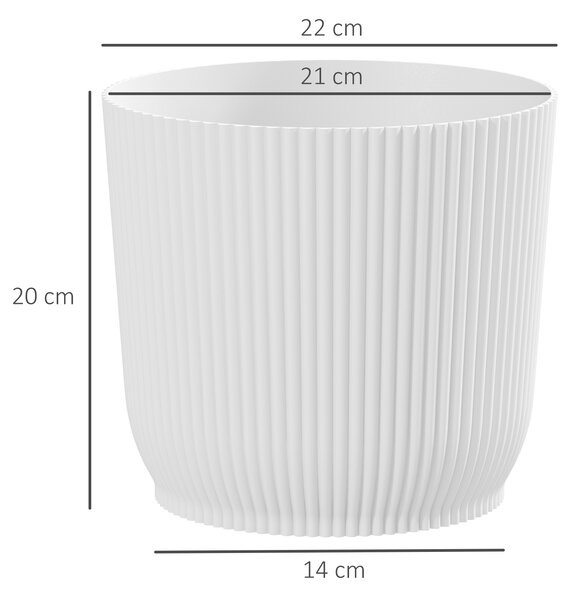 Outsunny Set of Two Ф22cm Planters - White