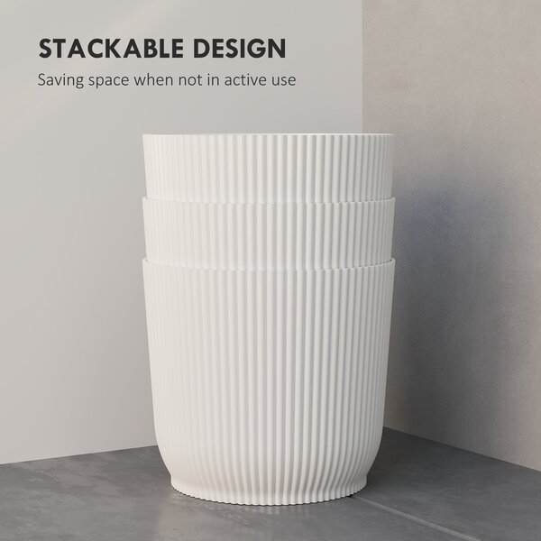 Outsunny Set of Three Ф22cm Planters - White