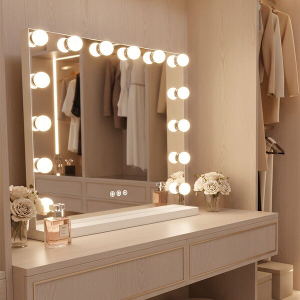 Mirror LED HOLLYWOOD White
